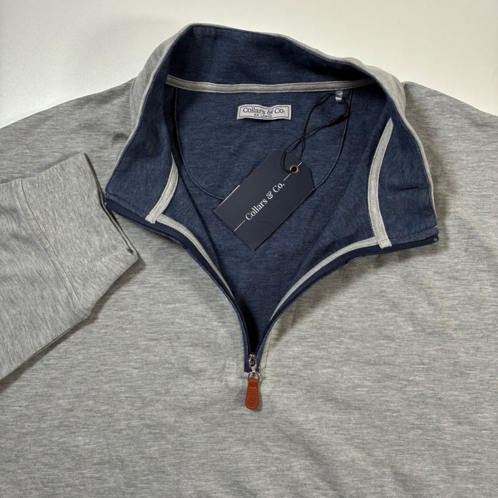 NEW Collars & Co. Quarter Zip Pullover 3XL Gray Modal Blend Mock Neck Sweater